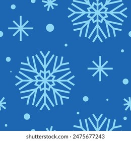 Blaue Schneeflocken-Muster-Grafik zeigt verschiedene hellblaue Schneeflocken-Designs geometrische Formen Hintergrund. Winterthemen Design passende Urlaubskulissen Saisondekoration Weihnachtsmusiken Themen