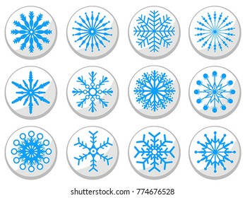 blue snowflake round buttons set

