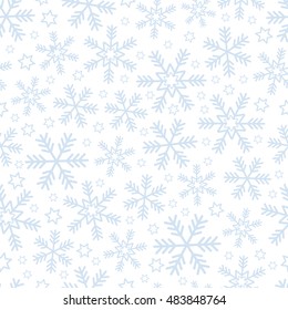 Blue Snowflake Seamless Pattern Design