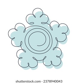 Blue snowflake with single continuous line outline. Simple minimalistic one line drawing. Christmas or New Year illustration.
Isolated flat vector on white background.