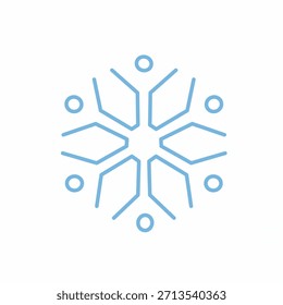 Blue snowflake symbol in clean flat style for cold season graphics and holiday decorations.