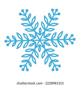 Blue snowflake with twigs and berries on the ends.