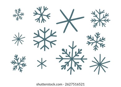 Blue Snowflake Vector Design Set on White