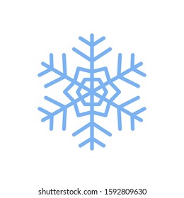 Blue snowflake vector icon isolated on white background