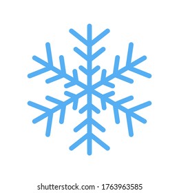 Blue snowflake vector icon isolated on white background