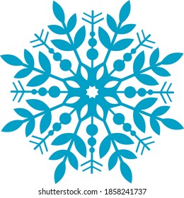 Blue snowflake vector icon isolated on white background.