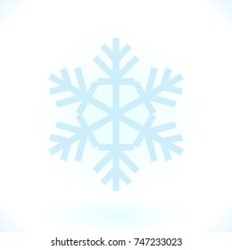 Blue snowflake vector icon isolated on white. Simple snow logo. Winter symbol for web design