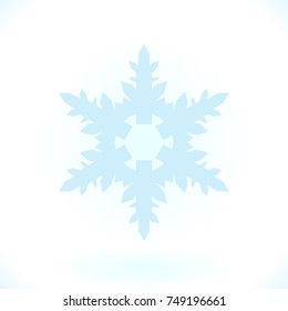 Blue snowflake vector icon isolated on white. Simple snow logo. Winter symbol for web design