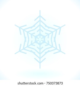 Blue snowflake vector icon isolated on white. Simple snow logo. Winter symbol for web design