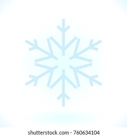 Blue snowflake vector icon isolated on white. Simple snow logo. Winter symbol for web design