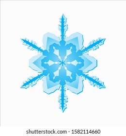 Blue Snowflake Vector Illustration on White Background - Christmas and Winter Element