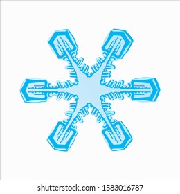 Blue Snowflake Vector Illustration on White Background - Christmas and Winter Element