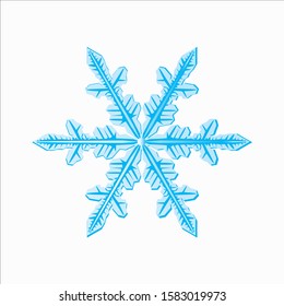 Blue Snowflake Vector Illustration on White Background - Christmas and Winter Element