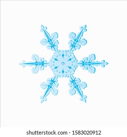 Blue Snowflake Vector Illustration on White Background - Christmas and Winter Element