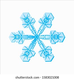Blue Snowflake Vector Illustration on White Background - Christmas and Winter Element