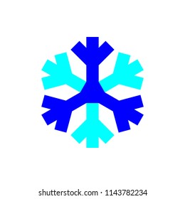 Blue snowflake vector on white background.