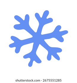 A blue snowflake with a white background. The snowflake is blue and white and has a very simple design