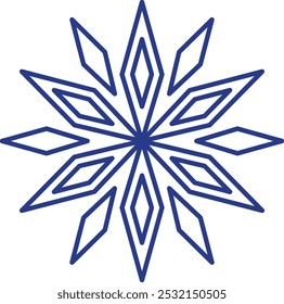 Un copo de nieve azul con diamantes blancos