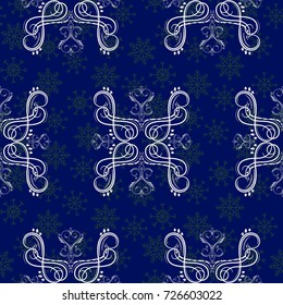 Blue snowflakes. Endless abstract pattern. Background texture.  Vector illustration.