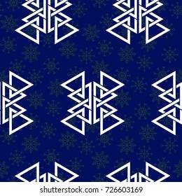 Blue snowflakes. Endless abstract pattern. Background texture.  Vector illustration.