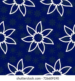Blue snowflakes. Endless abstract pattern. Background texture.  Vector illustration.