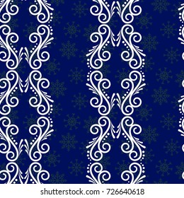Blue snowflakes. Endless abstract pattern. Background texture.  Vector illustration.