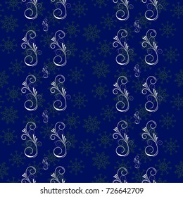 Blue snowflakes. Endless abstract pattern. Background texture.  Vector illustration.