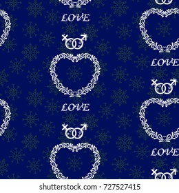 Blue Snowflakes. Endless abstract pattern. Background texture.  Vector illustration.