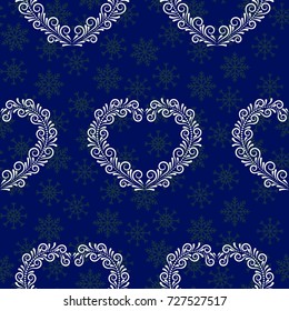 Blue Snowflakes. Endless abstract pattern. Background texture.  Vector illustration.