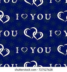 Blue Snowflakes. Endless abstract pattern. Background texture.  Vector illustration.