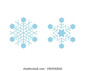 Copos de nieve azules aislados en fondo blanco. Objetos vectoriales