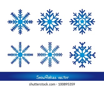 blue snowflakes isolated over white background. vector