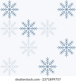 Blue snowflakes for New Year's packaging, seamless geometric pattern for Christmas and New Year. Holiday covers for fabric and wallpaper.