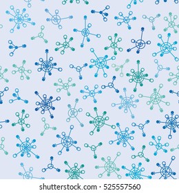 Blue snowflakes on a gray background. Vector seamless pattern.