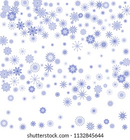 Blue snowflakes on a white background. Christmas vector background for the design of a poster, postcard, website, banner or poster. EPS 10