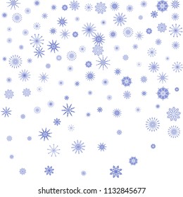 Blue snowflakes on a white background. Christmas vector background for the design of a poster, postcard, website, banner or poster. EPS 10