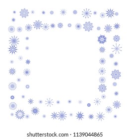 Blue snowflakes on a white background. Christmas vector background for the design of a poster, postcard, website, banner or poster. EPS 10