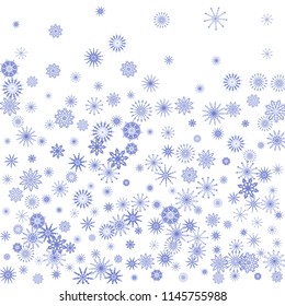 Blue snowflakes on a white background. Christmas vector background for the design of a poster, postcard, website, banner or poster. EPS 10