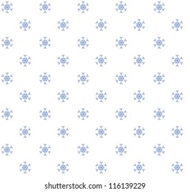 Blue snowflakes on white background. Seamless pattern