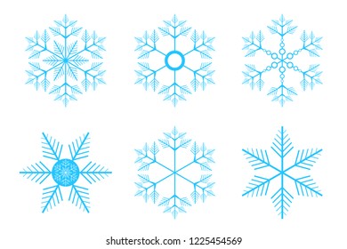 Blue snowflakes on a white background. Vector illustration