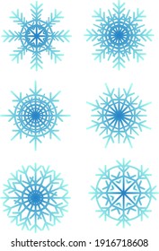 Blue snowflakes on a white background. Vector 