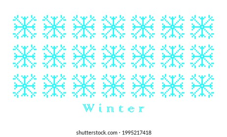 Copos de nieve azules sobre fondo blanco
