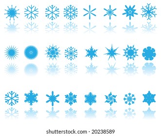 blue snowflakes on white background