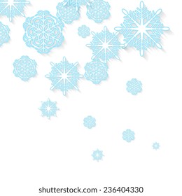 Blue snowflakes on white background. Vector design