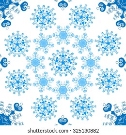 blue snowflakes on a white background