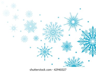 blue snowflakes on white background