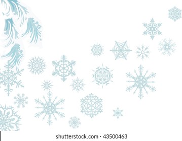 copos de nieve azules sobre fondo blanco