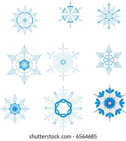 Blue snowflakes on white background