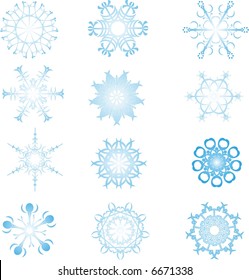 Blue snowflakes on white background