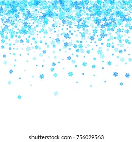 Blue snowflakes on white background. Abstract snowflake background for Your design. Vector illustration.
